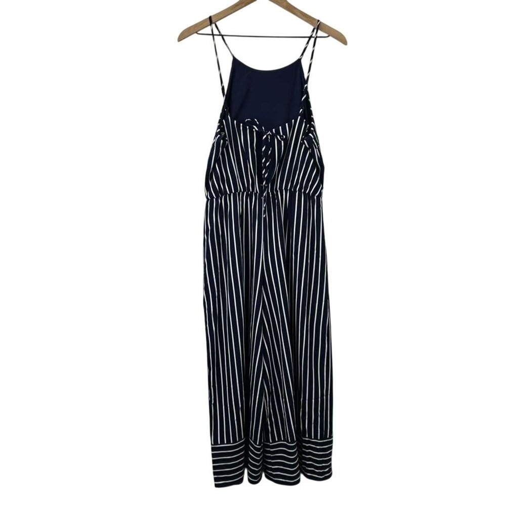 Moa Moa Women's L Jumpsuit Romper Halter Stripe Culotte Wide Leg Navy White NWT - Picture 13 of 16